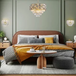 Żyrandol LUXURIA Złoty Szklane Kryształy 9xE14 50cm