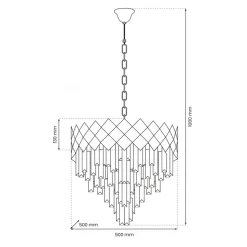Żyrandol Wiszący CARISMA Srebrny Szklane Kryształy 9xE14 50cm