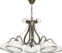 Żyrandol ANTICA Złoty Czarny Szklany Klosz 5xE27 * Luminex Discount