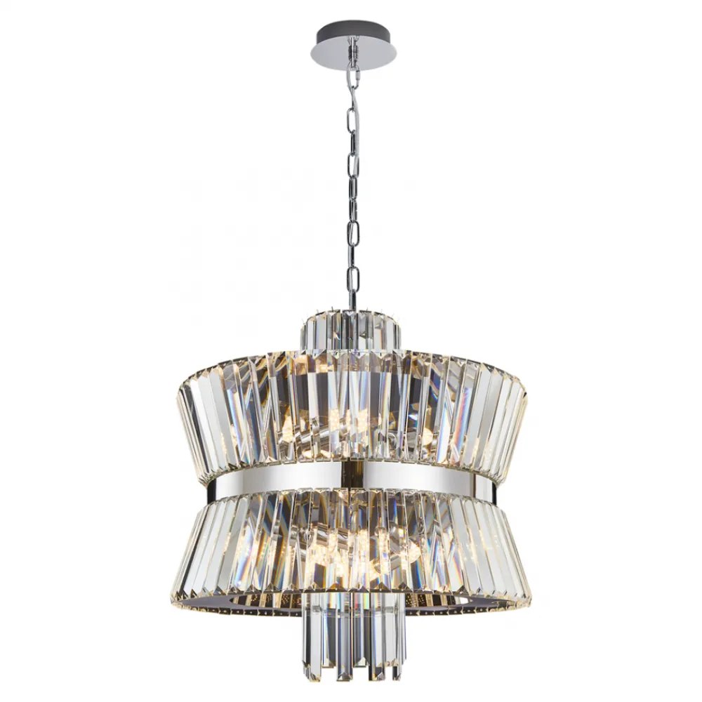 Żyrandol AURELIA Srebrny Szklane Kryształy 12xE14 54cm * Eko-light New