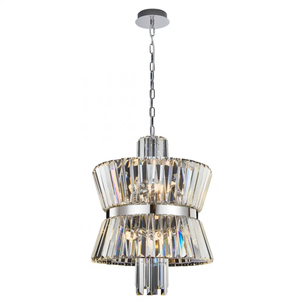 Żyrandol AURELIA Srebrny Szklane Kryształy 8xE14 42cm * Eko-light