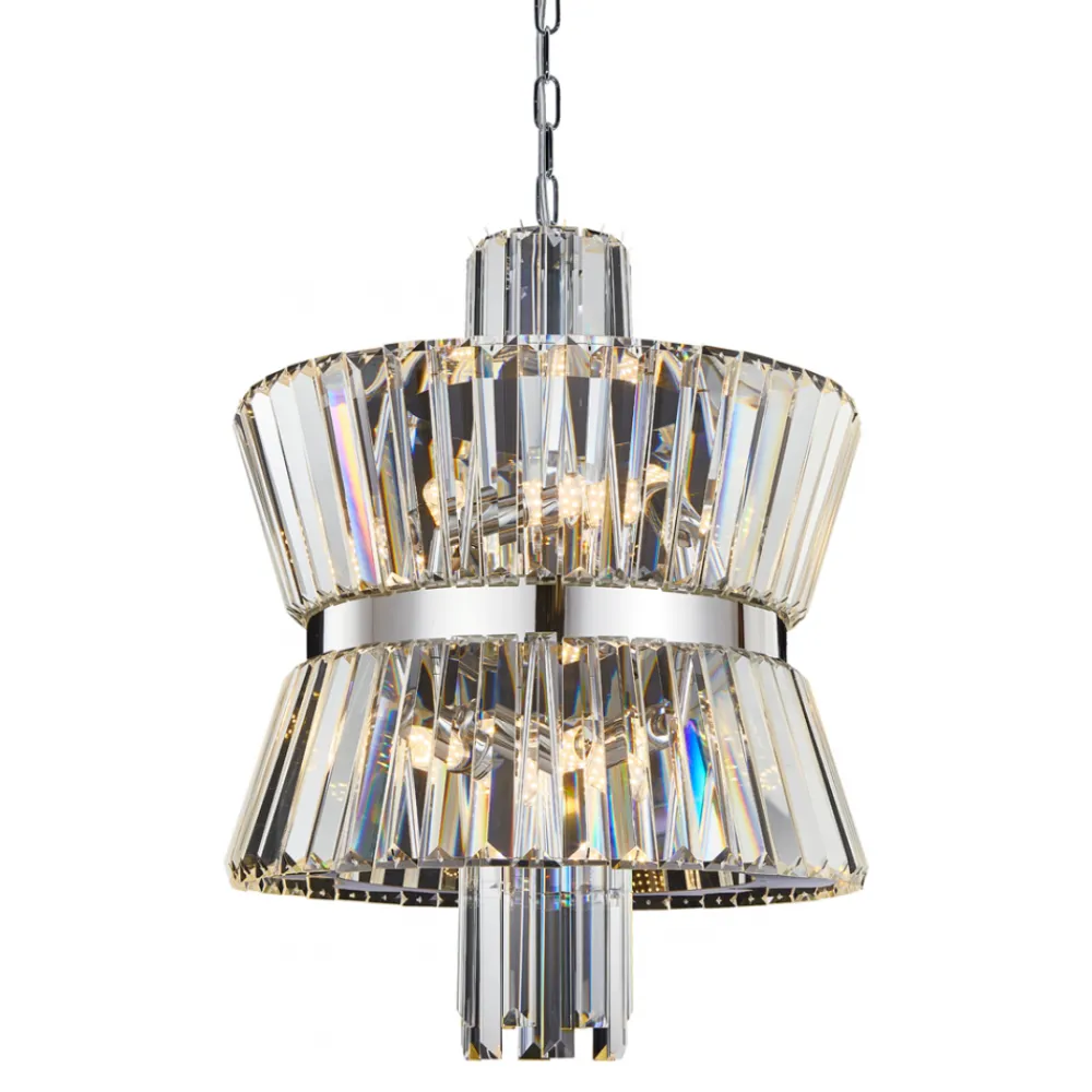 Żyrandol AURELIA Srebrny Szklane Kryształy 8xE14 42cm * Eko-light