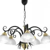 Żyrandol AURORA Czarny Złoty Szklany Klosz 5xE27 * Luminex Hot