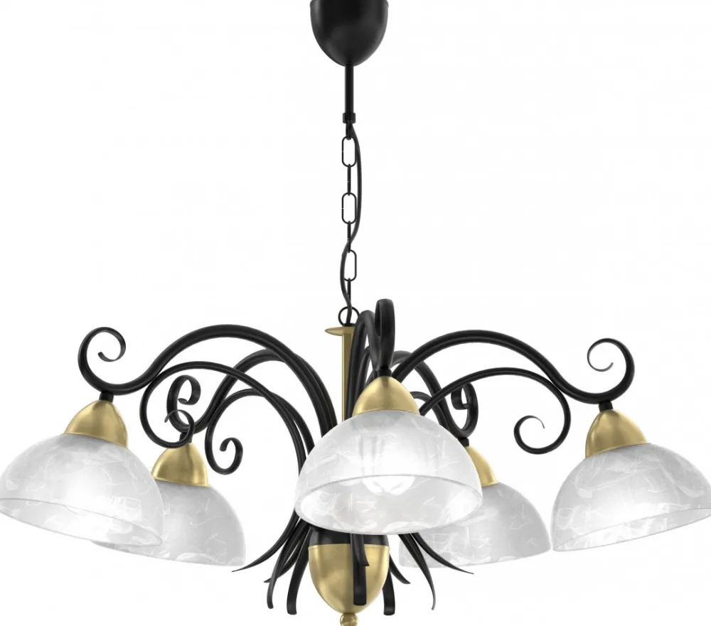 Żyrandol AURORA Czarny Złoty Szklany Klosz 5xE27 * Luminex Hot