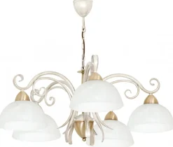 Żyrandol AURORA Kremowy Złoty Szklany Klosz 5xE27 * Luminex Hot