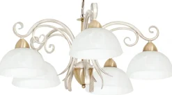 Żyrandol AURORA Kremowy Złoty Szklany Klosz 5xE27 * Luminex Hot