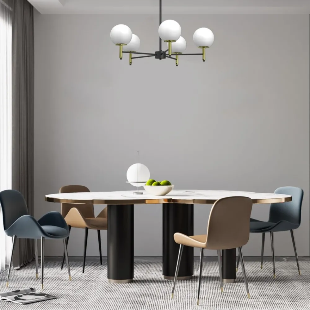 Żyrandol AWINION Czarny Złoty Szklany Klosz 6xE27 * Luminex Clearance