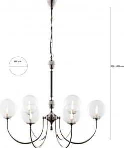 Żyrandol BRILLANTE Czarny Transparentny Szklane Klosze 6xG9 * Jupiter