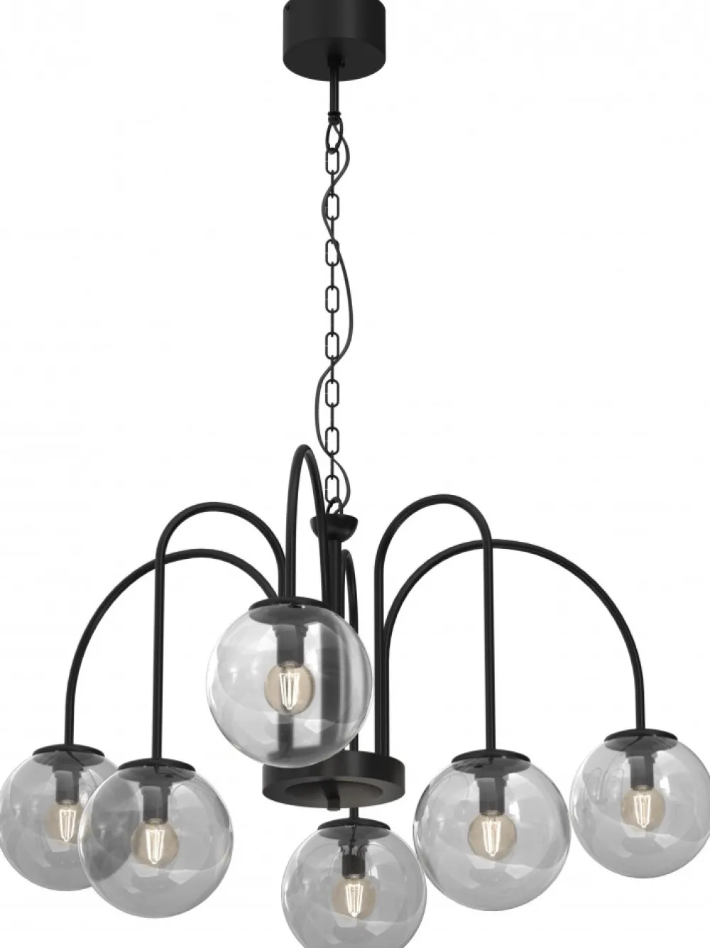 Żyrandol CAMBRIDGE Czarny Szklany Klosz 6xE14 * Luminex Clearance