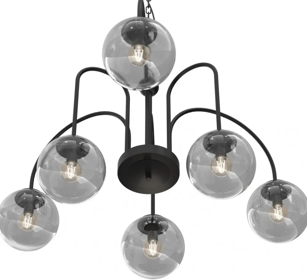 Żyrandol CAMBRIDGE Czarny Szklany Klosz 6xE14 * Luminex Clearance