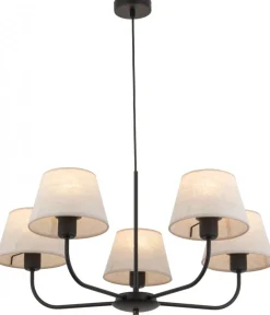 Żyrandol CHICAGO Czarny Beżowy Abażury 5xE27 * TK Lighting Discount