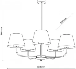 Żyrandol CHICAGO Czarny Beżowy Abażury 5xE27 * TK Lighting Discount