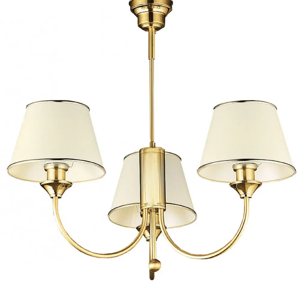 Żyrandol CLASSIC Złoty Beżowy Abażury 3xE27 * Jupiter Outlet