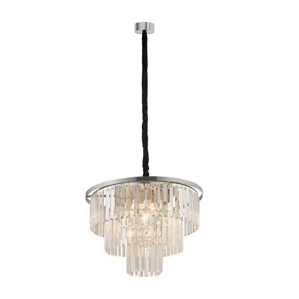 Żyrandol CRISTAL Srebrny Szklane Kryształy 9xE14 56cm * Nowodvorski Best