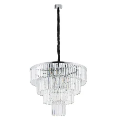Żyrandol CRISTAL Srebrny Szklane Kryształy 12xE14 71cm * Nowodvorski Online
