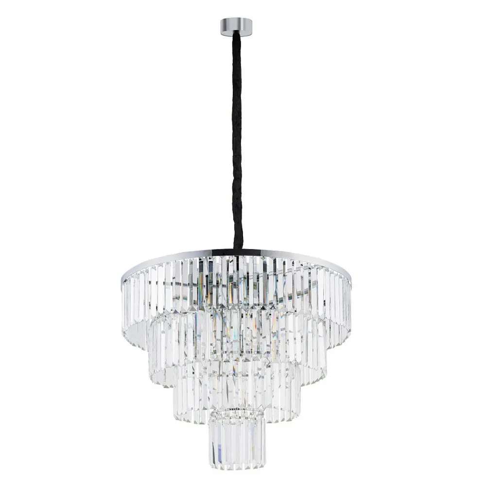 Żyrandol CRISTAL Srebrny Szklane Kryształy 12xE14 71cm * Nowodvorski Online