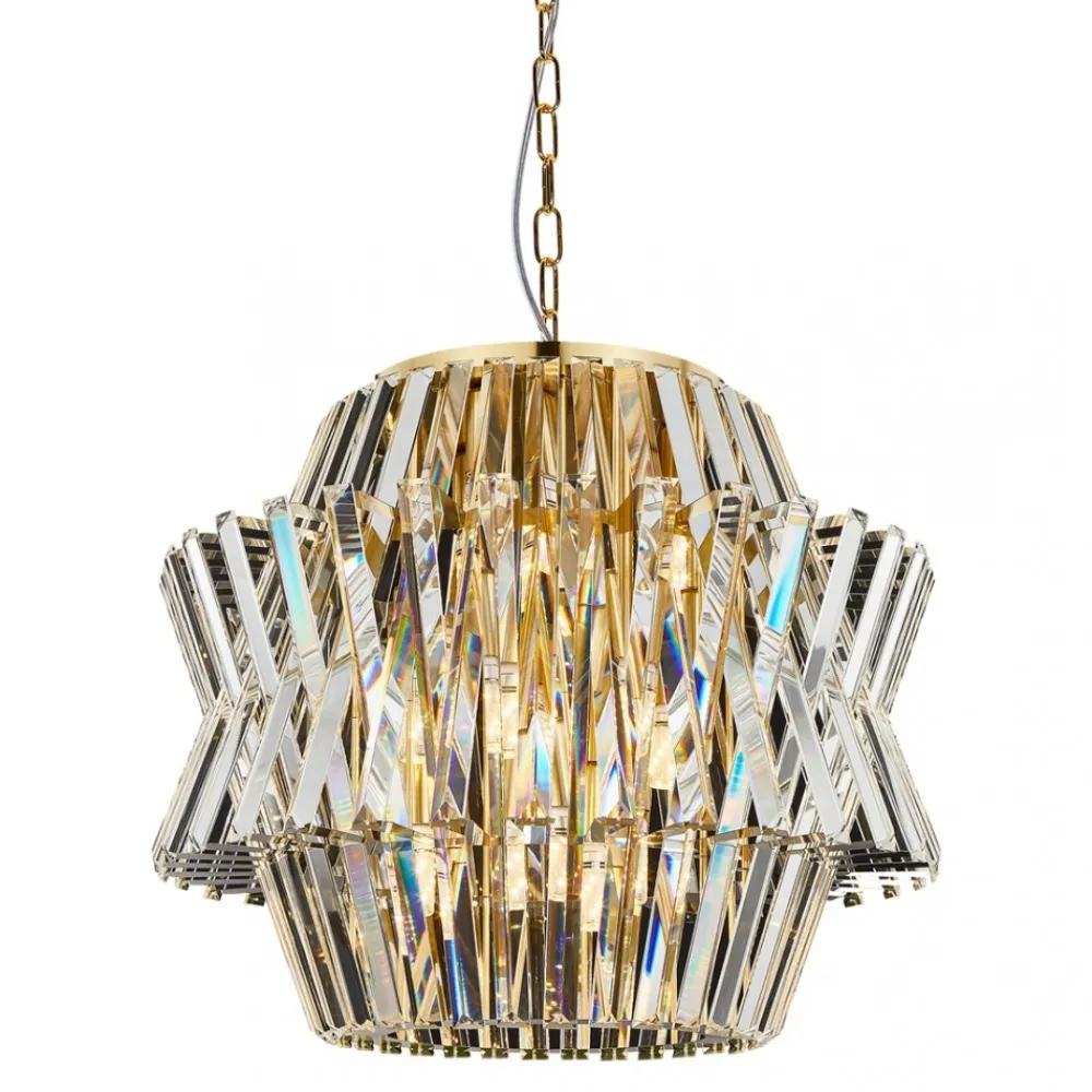 Żyrandol CROWN Złoty Szklane Kryształy 12xE14 54cm * Eko-light Sale