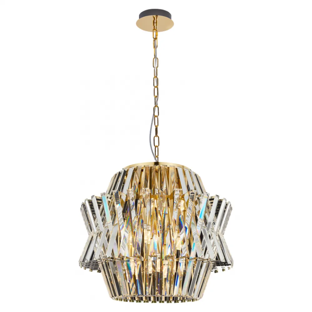 Żyrandol CROWN Złoty Szklane Kryształy 12xE14 54cm * Eko-light Sale