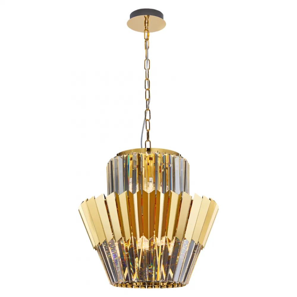 Żyrandol DONNA Złoty Szklane Kryształy 9xE14 45cm * Eko-light Clearance