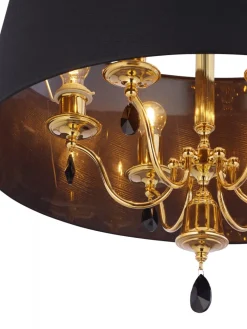 Żyrandol EGIDA Złoty Czarny Abażur 6xE27 73 cm * Jupiter Sale