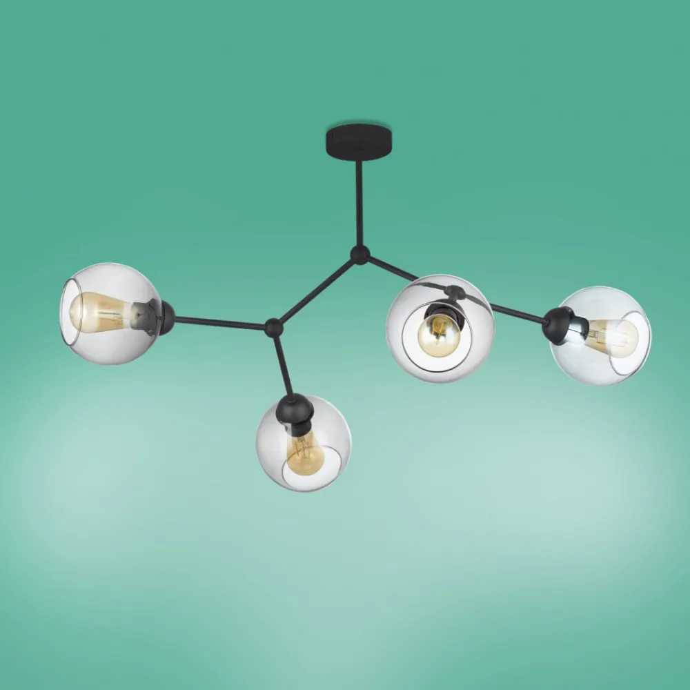 Żyrandol FAIRY Czarny Szklane Klosze 4xG9 * TK Lighting