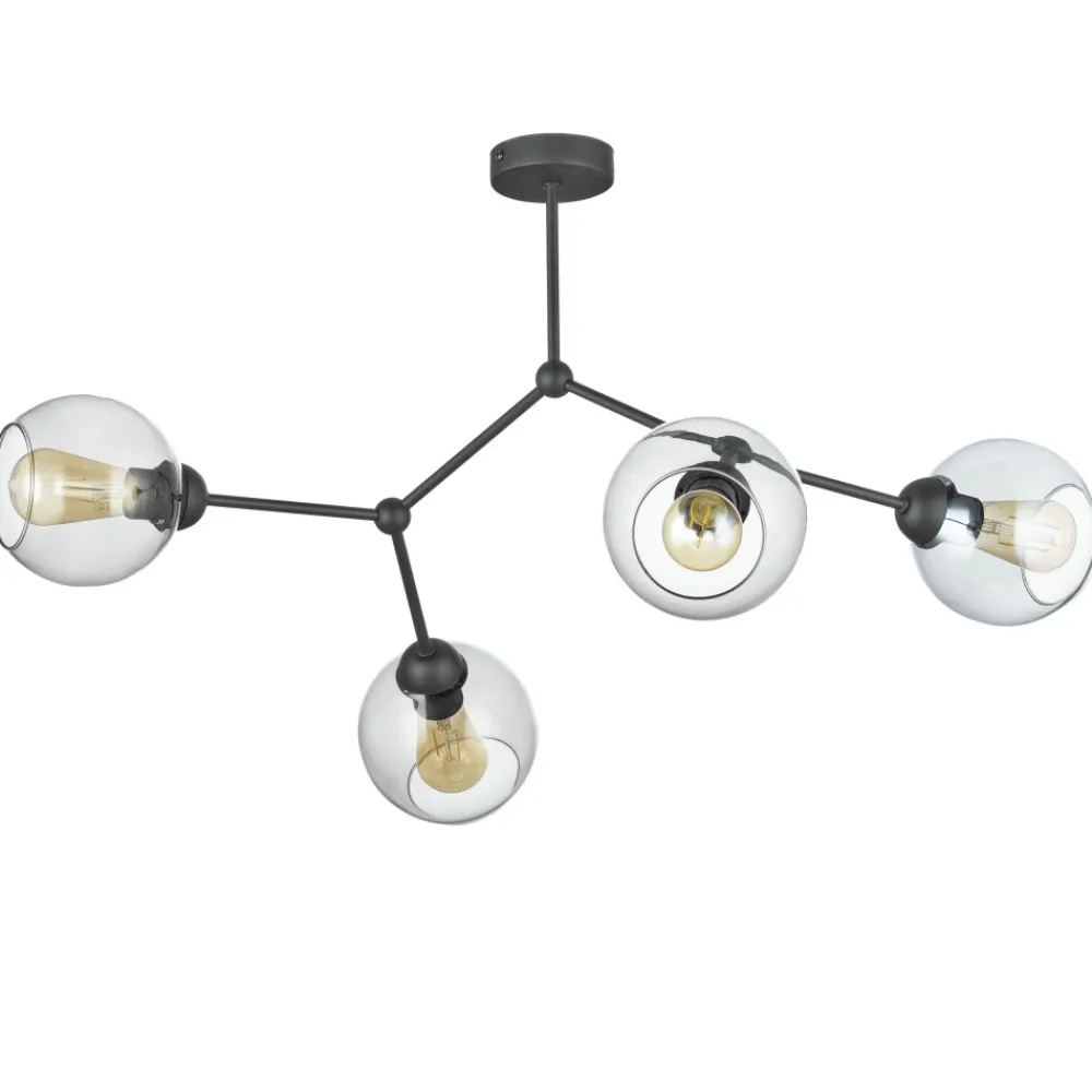 Żyrandol FAIRY Czarny Szklane Klosze 4xG9 * TK Lighting