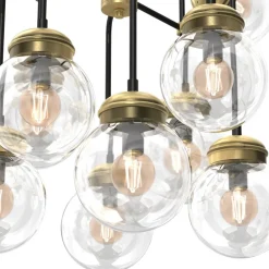 Żyrandol HYDRO Złoty Czarny Szklany Klosz 12xE14 * Luminex Best