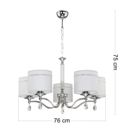 Żyrandol JULIA II Srebrny Szary Abażury 5xE27 * Jupiter Discount