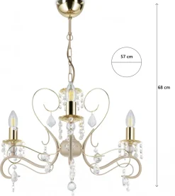 Żyrandol Kayen Beżowy 3xE14 51 cm * HowHomely Sale