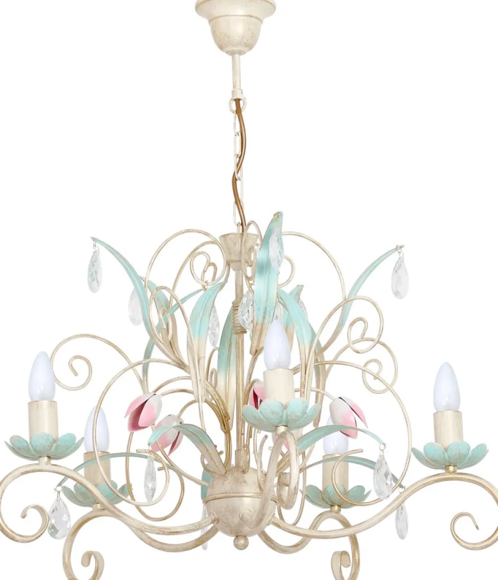 Żyrandol LUCE Szary Beżowy 5xE14 * Luminex New