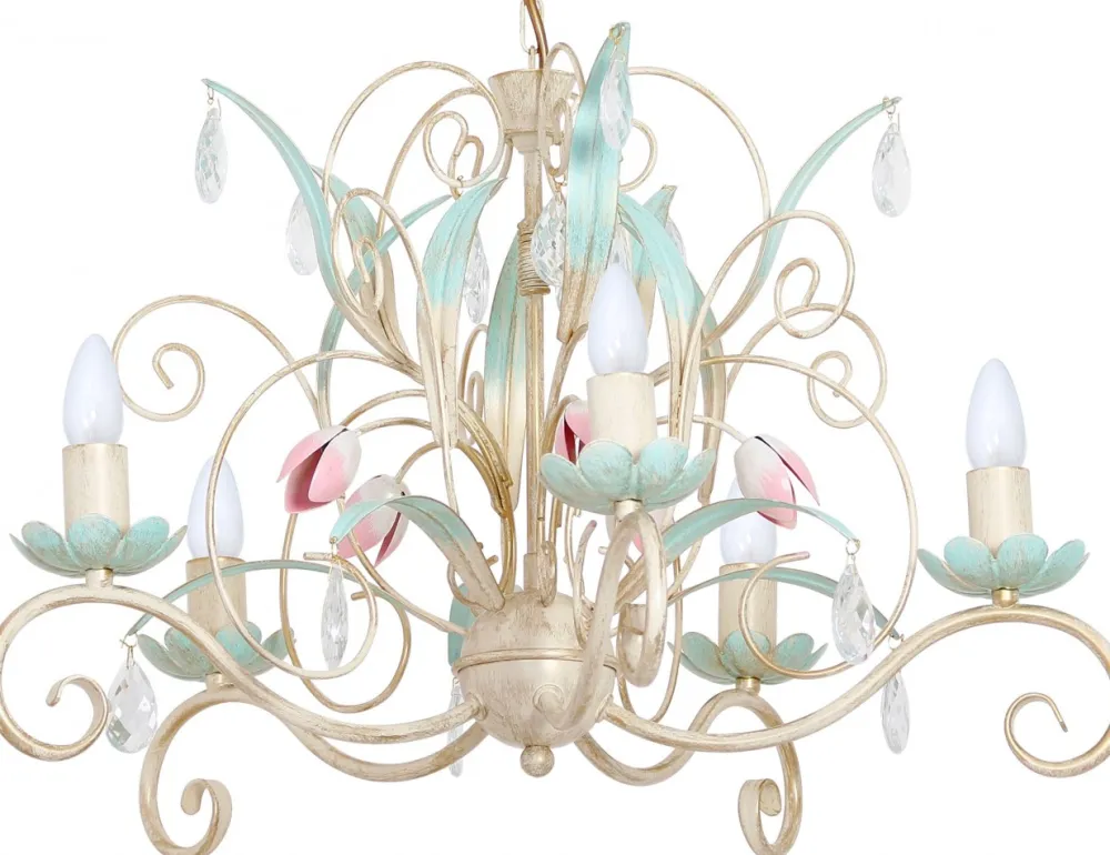 Żyrandol LUCE Szary Beżowy 5xE14 * Luminex New