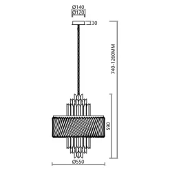 Żyrandol MARGOT Srebrny Szklane Kryształy 9xE14 55cm * Eko-light Discount