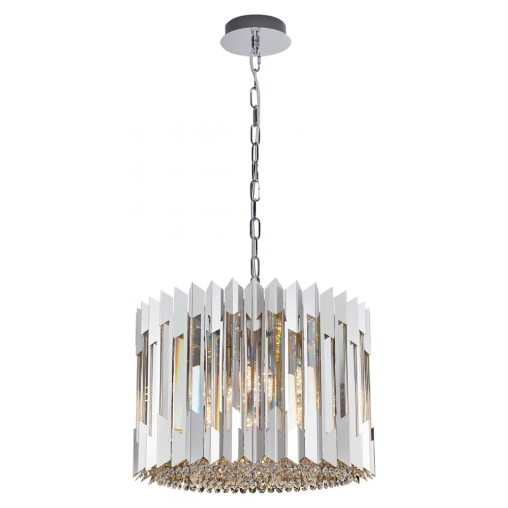 Żyrandol RITZ Srebrny Szklane Kryształy 7xE14 42cm * Eko-light New