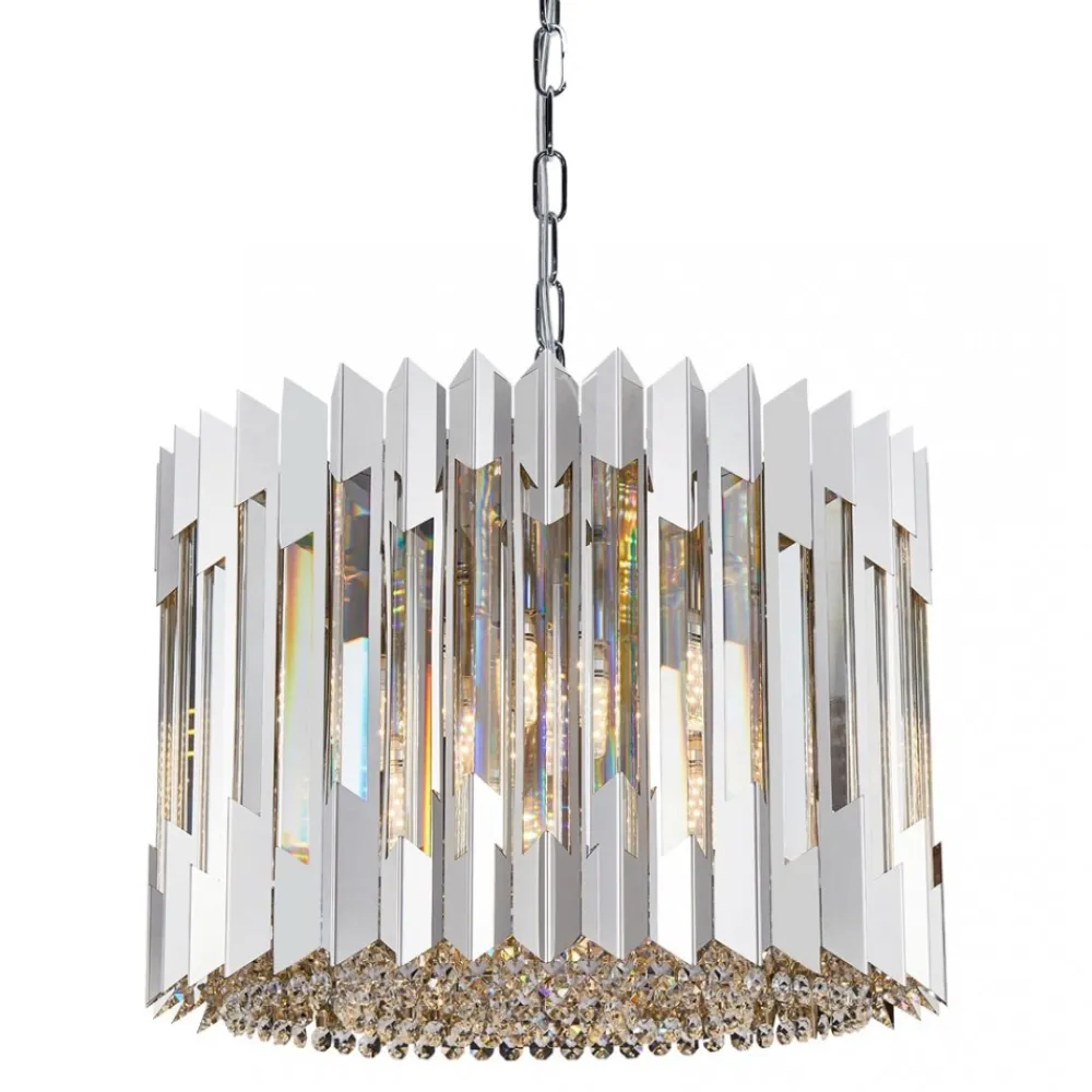 Żyrandol RITZ Srebrny Szklane Kryształy 7xE14 42cm * Eko-light New
