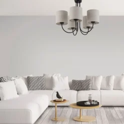 Żyrandol TORENS Czarny Beżowy Abażury 5xE27 * TK Lighting