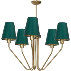 Żyrandol VICTORIA Złoty Zielony Abażury 5xE27 * Eko-light Discount