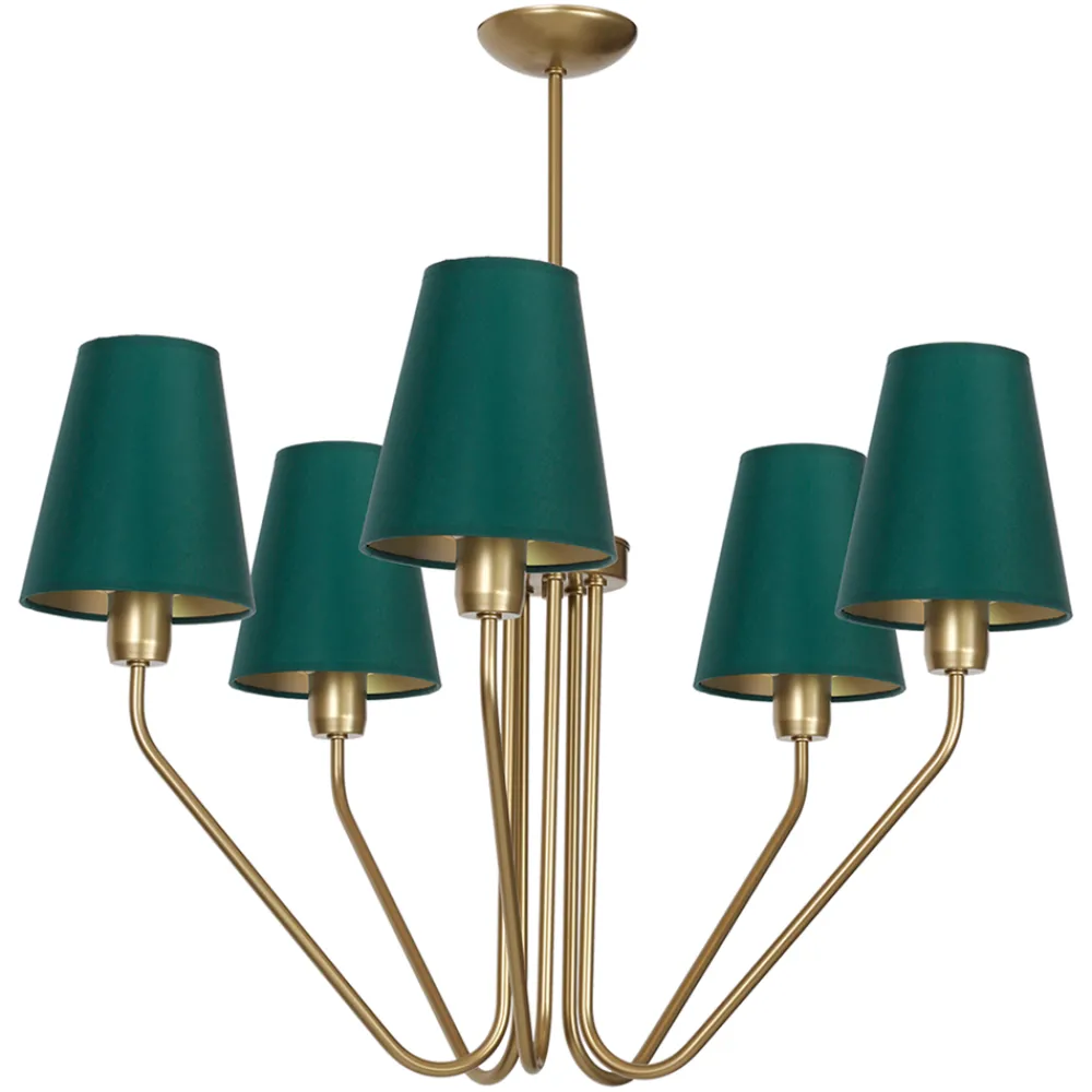 Żyrandol VICTORIA Złoty Zielony Abażury 5xE27 * Eko-light Discount