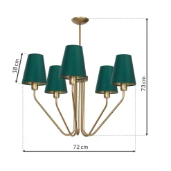 Żyrandol VICTORIA Złoty Zielony Abażury 5xE27 * Eko-light Discount