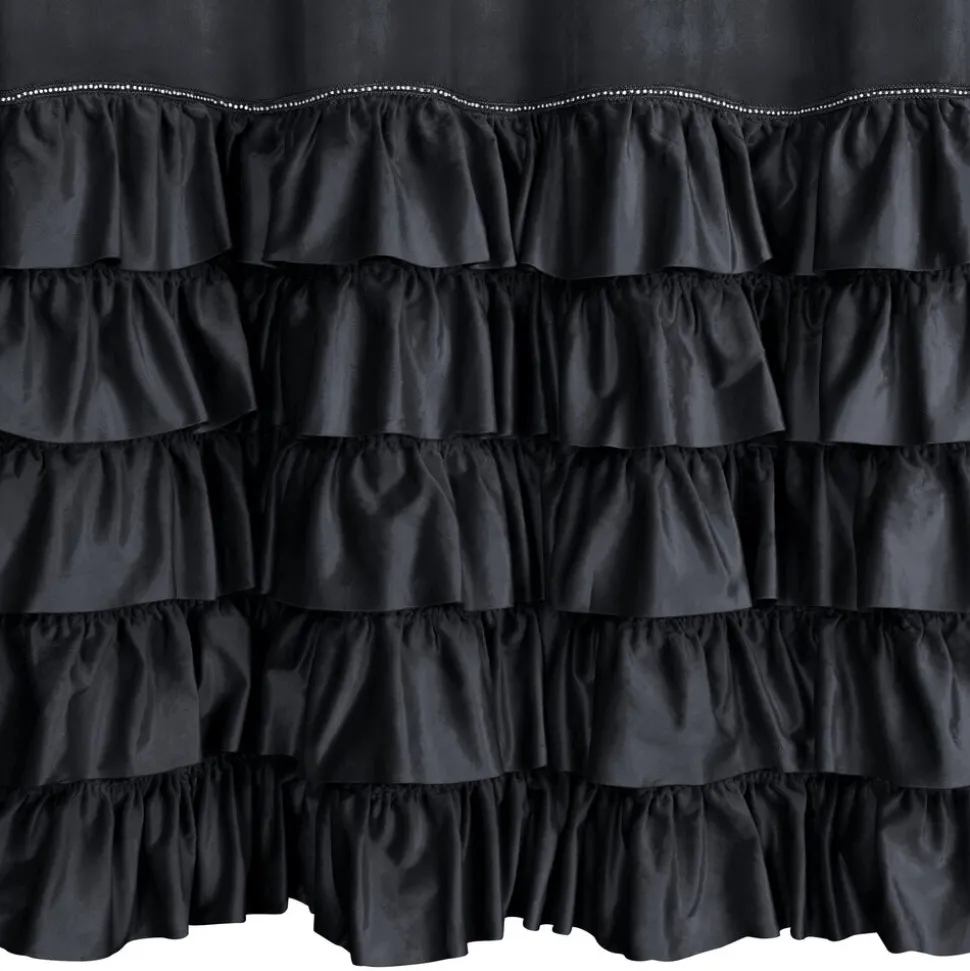 Zasłona CARLI 140x250 czarna falbany cyrkonie
