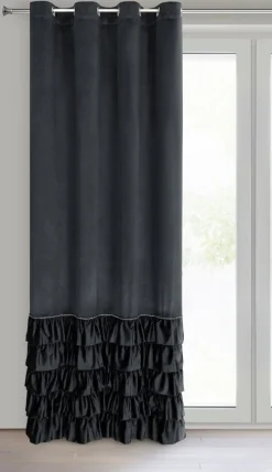 Zasłona CARLI 140x250 czarna falbany cyrkonie