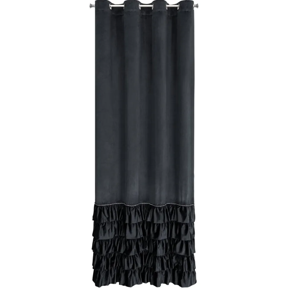 Zasłona CARLI 140x250 czarna falbany cyrkonie