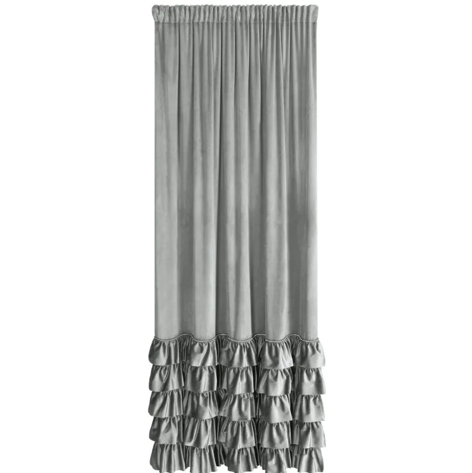 Zasłona CARLI 140x270 srebrna falbany cyrkonie