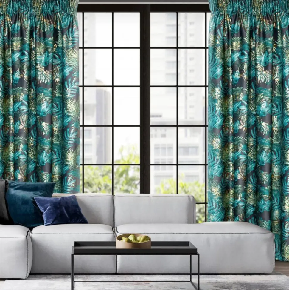 Zasłona DAVOS 140x270 cm czarno zielona