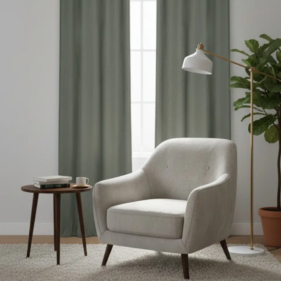Zasłona DUO bawełniana 135x240 cm oliwkowa