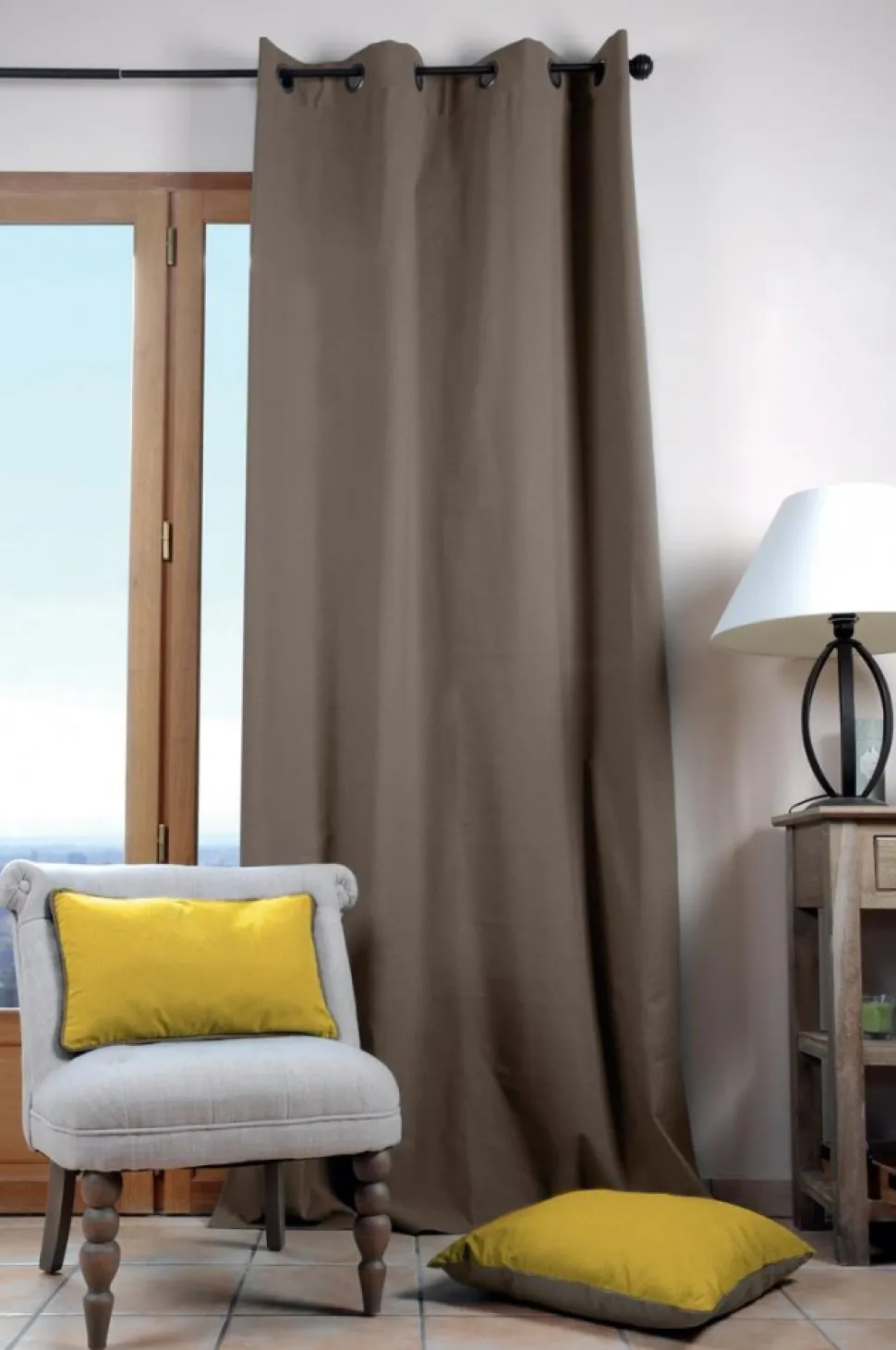 Zasłona DUO 135x240 taupe bawełna