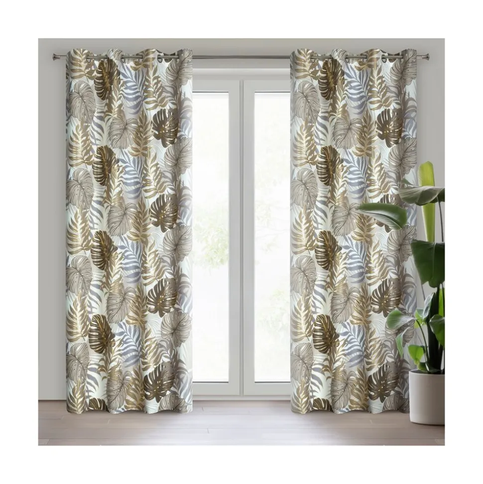Zasłona KORFU 140x250 brązowo złota