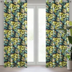 Zasłona LIVY 140x250 zielone liście kwiaty