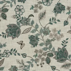 Zasłona TALI 140x250 cm zielone kwiaty przelotki