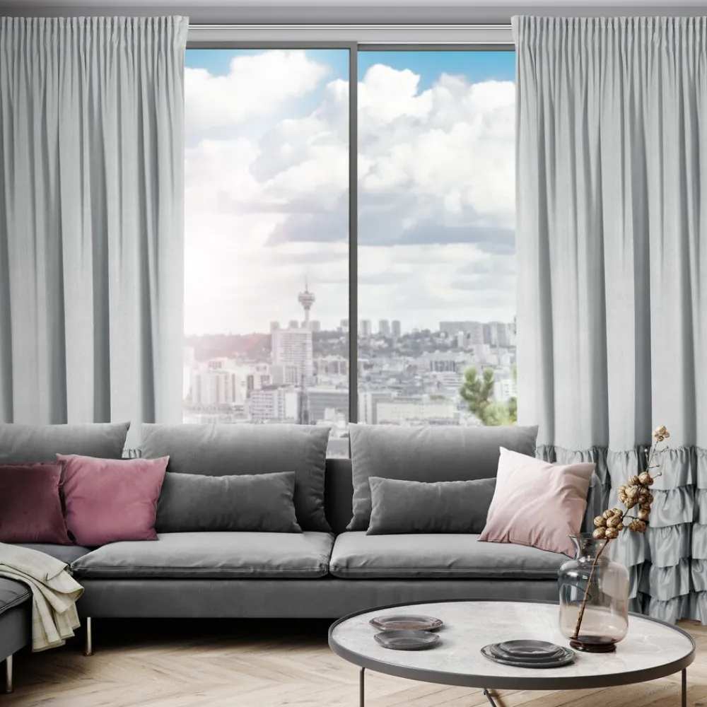 Zasłona DANI 140x270 srebrna falbany * EUROFIRANY B.B. Choczyńscy Sp.J. Discount