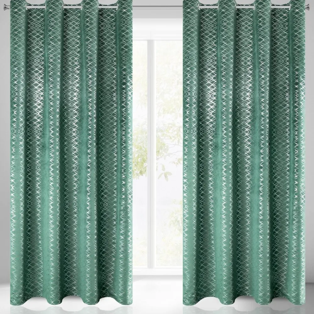 Zasłona MOLY 140x250 zielona srebrny nadruk * EUROFIRANY B.B. Choczyńscy Sp.J. Discount